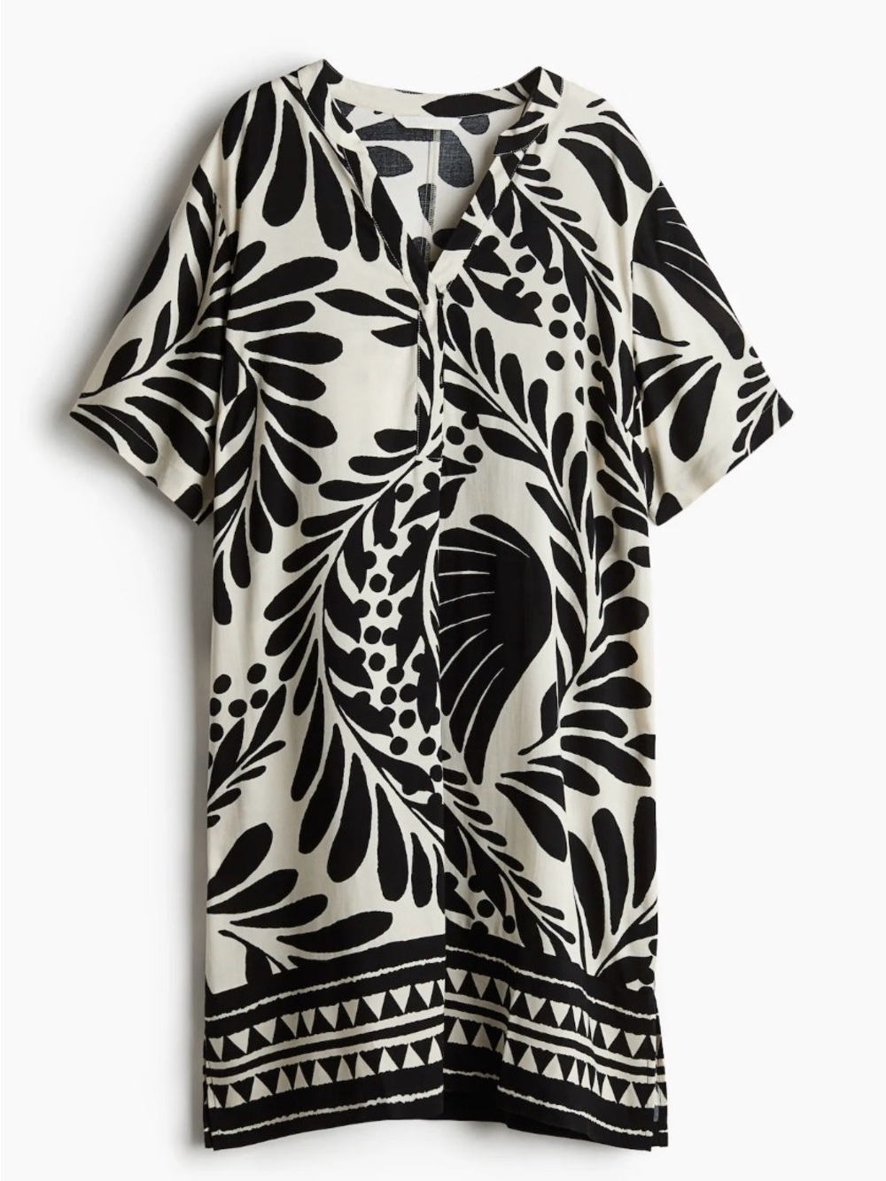 H&M Black and White Tropical Print Shift Dress